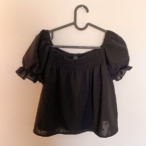 Black Puff sleeve Babydoll Blouse